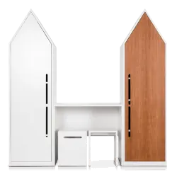 Детский гарнитур шкаф домик стол два табурета