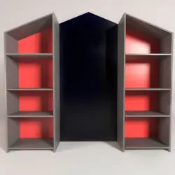 Стеллаж комплект серый с грифельной доской и задней стенкой