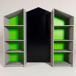 Стеллаж комплект серый с грифельной доской и задней стенкой