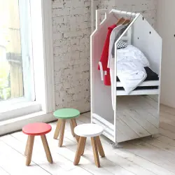 Напольная вешалка дом с зеркалом белая