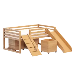 Кровать с горкой и канатной лестницей без ящиков