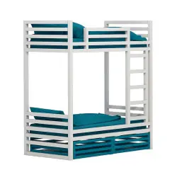 Двухъярусная кровать башня белый с ящиками