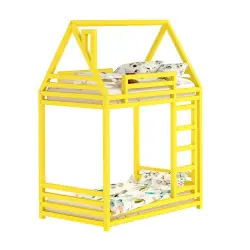 Двухъярусная кровать домик жёлтый на 5см ножках
