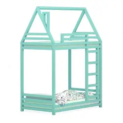 Двухъярусная кровать домик мятный на 5см ножках