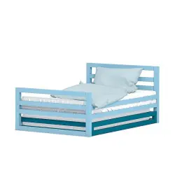 Кровать детская rectangle голубой с выкатной кроватью