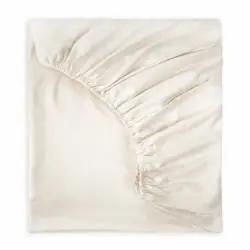 Простынь на резинке молочного цвета на матрас размером 90x180