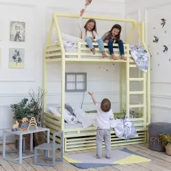 Двухъярусная кровать Дом на 25см ножках и ящиками