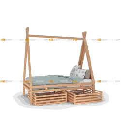 Кровать-вигвам с выкатными реечными ящиками