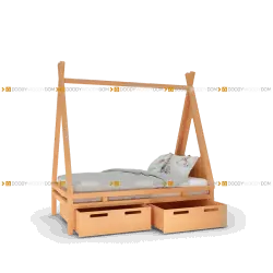 Кровать - вигвам с выкатными ящиками и изголовьем "палатка"