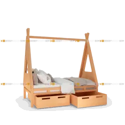 Вигвам - детская кровать с двумя изголовьями "палатка" и выкатными ящиками