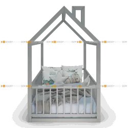 Кровать домик серый манеж doodywoody