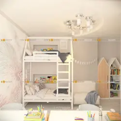 Детская кровать - чердак, дом на два этажа на 25 см ножках