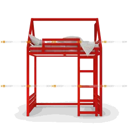 Красная детская кровать чердак домик на ножках | Яркий акцент в детской | DOODYWOODY