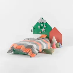 Изголовье домик зелено красное