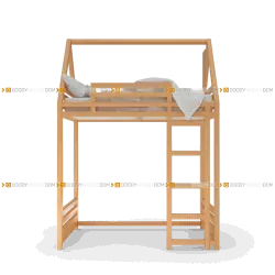 Детская кровать чердак домик из бука с матовым лаком | Натуральное дерево | DOODYWOODY