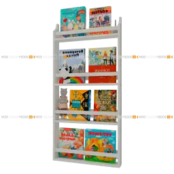 Книжная полка для книг монтессори 4 уровня на стену