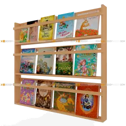 Полка для книг монтессори 3 ряда из натурального дерева