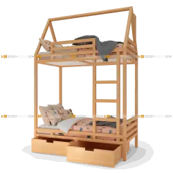 Детская кровать - домик, дом на два этажа на 25 см ножках