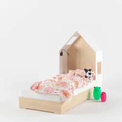 Кровать basic с белым изголовьем 3в1 домик