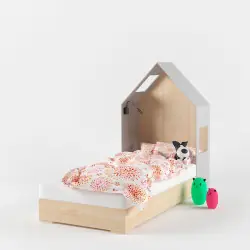 Кровать Basic с серым изголовьем 3в1 домик