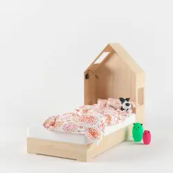 Кровать basic с дубовым изголовьем 3в1 домик