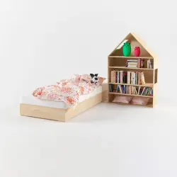Кровать basic с изголовьем ПОЛКА 3в1 домик
