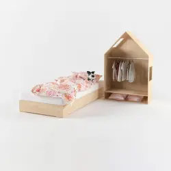 Кровать basic с изголовьем шкаф 3в1 домик