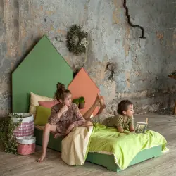 Кровать basic c разноцветным изголовьем