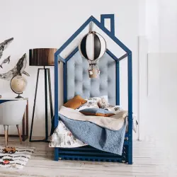 кровать домик с мягким изголовьем doodywoody