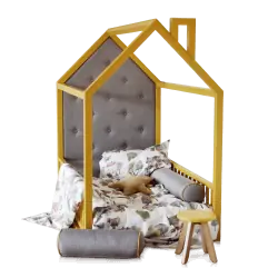Кровать домик с мягким изголовьем манеж doodywoody